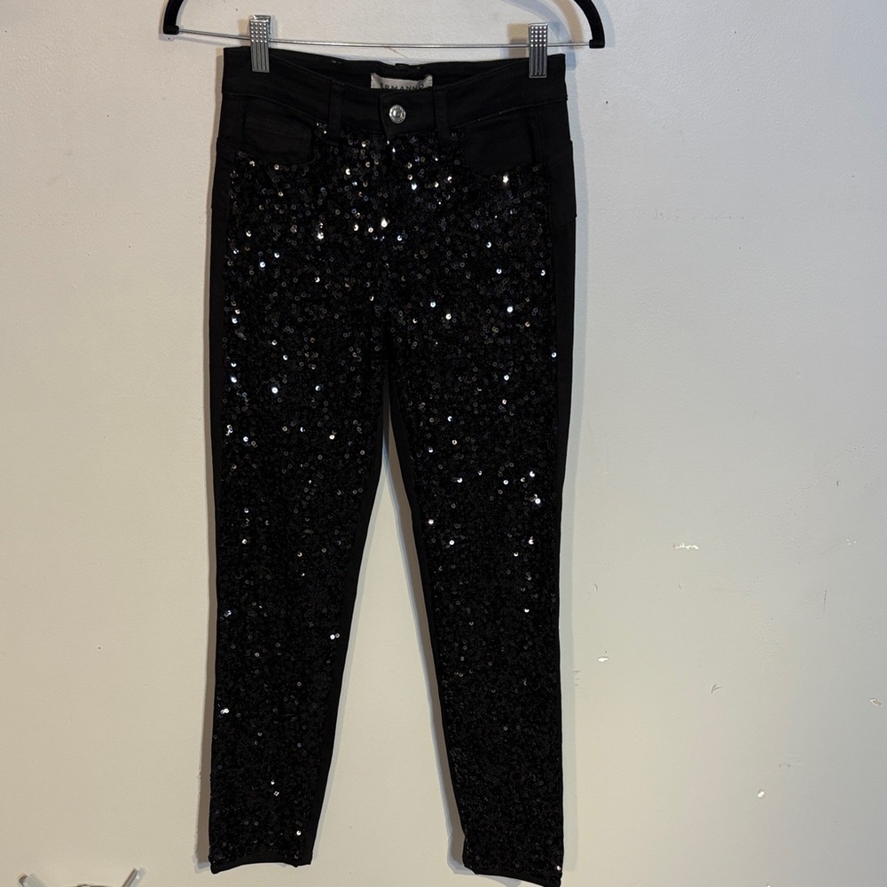 Ermanno Scervino Black Sequin Skinny Jeans